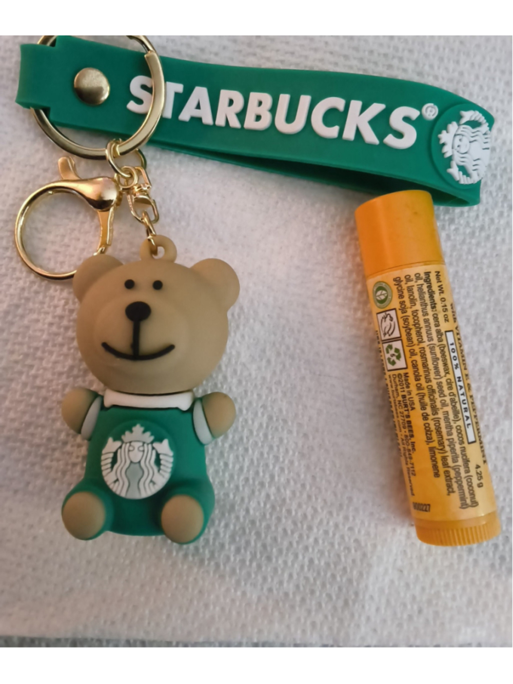 Starbucks bear bag , key charm